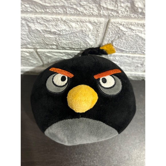 Angry Birds Bomb Bird Black Plush Stuffed Animal Toy Video Game Character - Picture 1 of 8